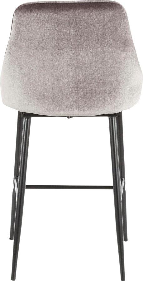 Lumisource Barstools - Marcel Contemporary Counter Stool in Black Metal and Silver Velvet - Set of 2