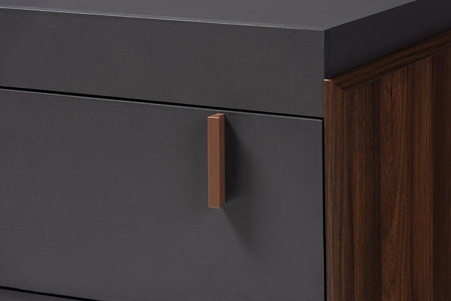 Wholesale Interiors Dressers - Rikke Modern and Contemporary Two-Tone Gray and Walnut Finished Wood 6-Drawer Dresser