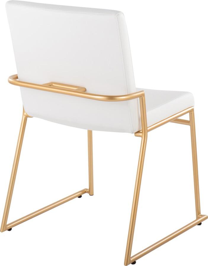 Lumisource Dining Chairs - Dutchess Contemporary Dining Chair In Gold Steel & White Faux Leather (Set of 2)