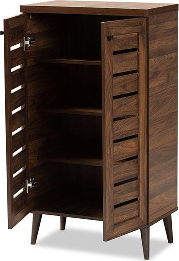 Wholesale Interiors Shoe Storage - Salma Walnut Brown Finished Wood 2-Door Shoe Storage Cabinet