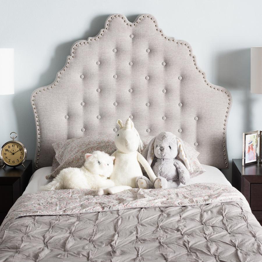 Wholesale Interiors Headboards - Hilda Modern and Contemporary Greyish Beige Fabric Twin Size Headboard