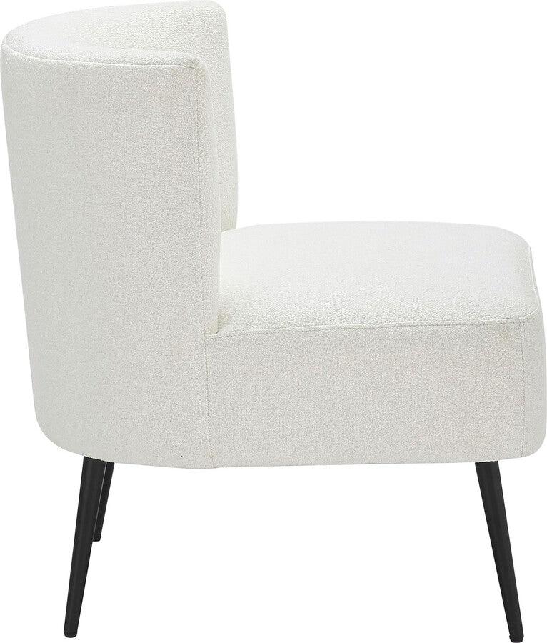 Lumisource Accent Chairs - Fran Contemporary Slipper Chair In Black Metal & White Sherpa Fabric