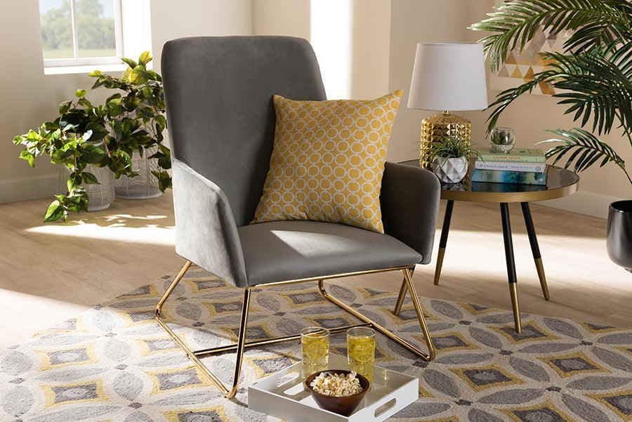 Wholesale Interiors Accent Chairs - Sennet 26.38" Accent Chair Gray & Gold