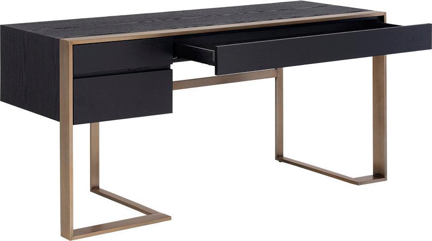 SUNPAN Desks - Dalton Desk - Antique Brass - Black