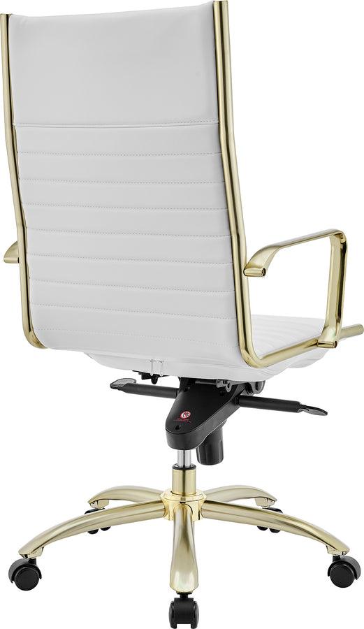 Euro Style Task Chairs - Dirk High Back Office Chair White & Gold