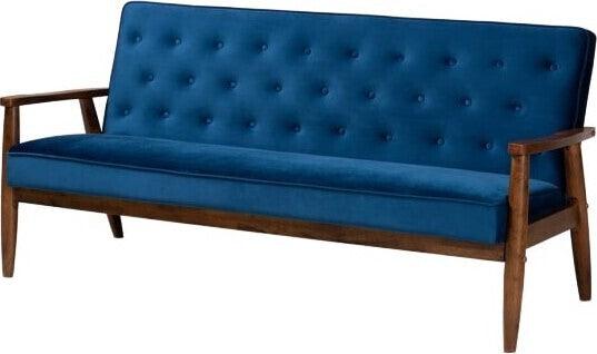 Wholesale Interiors Sofas & Couches - Sorrento Sofa Navy Blue & Walnut