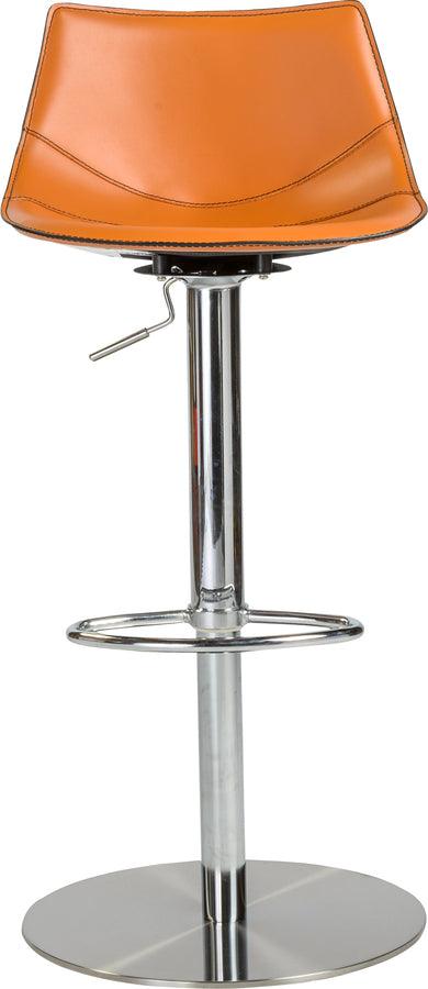 Euro Style Barstools - Rudy Adjustable Swivel Bar/Counter Stool in Cognac with Brushed Stainless Steel Base