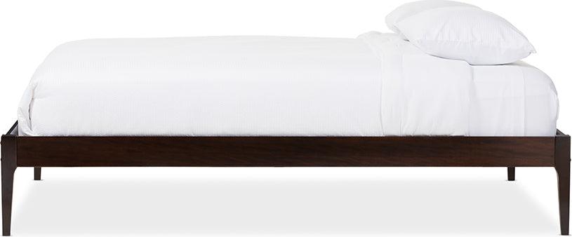 Wholesale Interiors Beds - Bentley Mid-Century Modern Cappuccino Finishing Solid Wood Queen Size Bed Frame