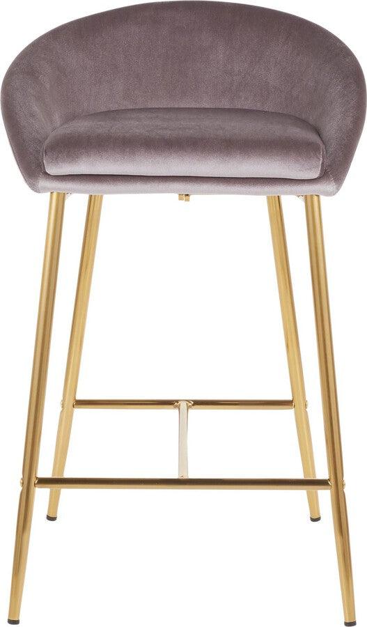 Lumisource Barstools - Matisse Glam 26" Counter Stool with Gold Frame and Silver Velvet - Set of 2