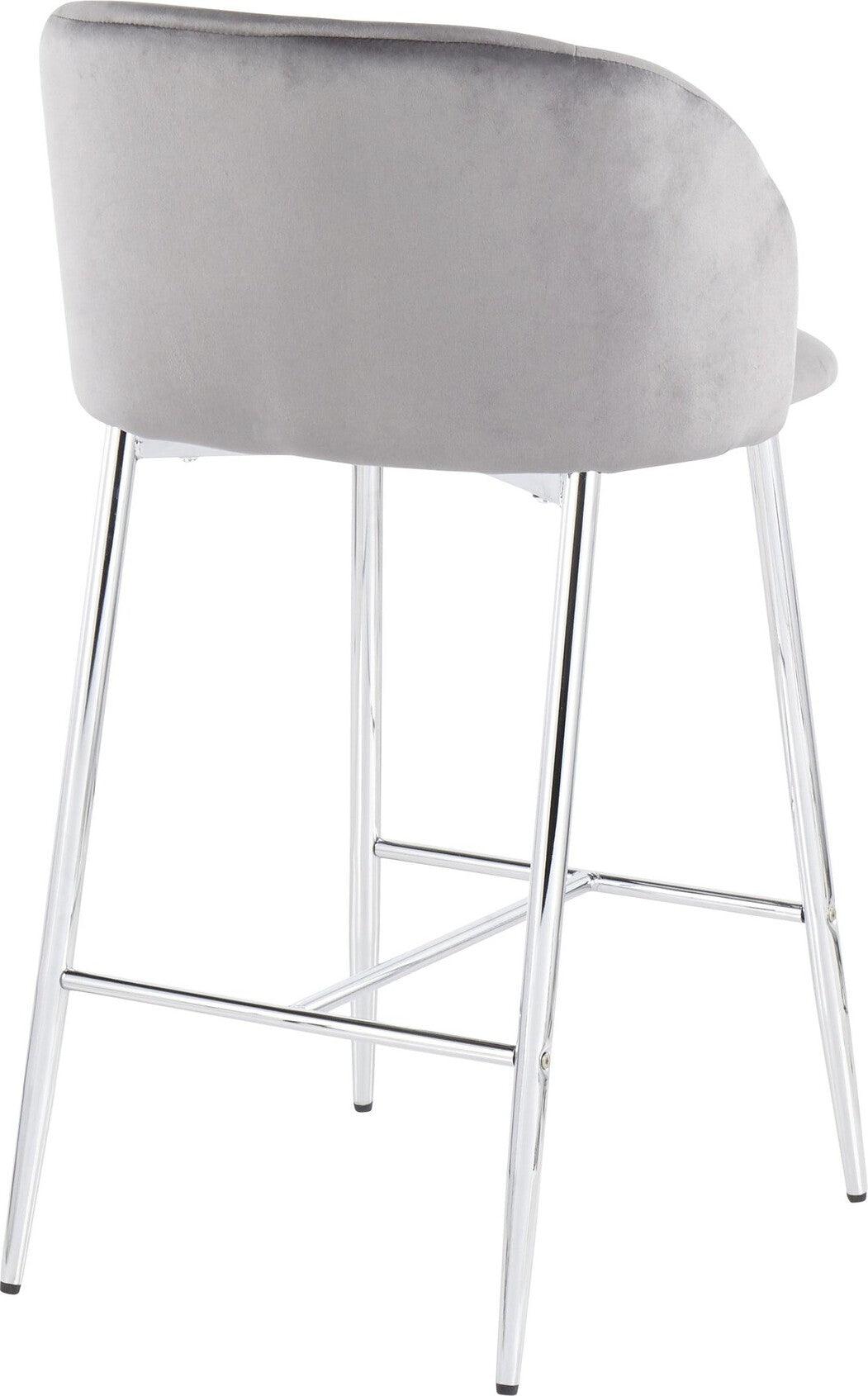 Lumisource Barstools - Fran Counter Stool Chrome & Gray (Set of 2)
