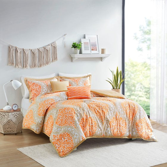 Olliix.com Comforters & Blankets - Comforter Set Orange Twin XL