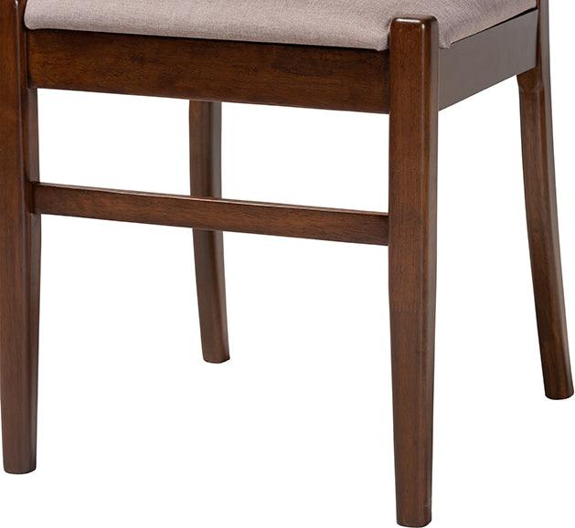 Wholesale Interiors Dining Chairs - Delphina Mid-Century Modern Grey Fabric And Brown Finished Wood 2-Piece Dining Chair Set