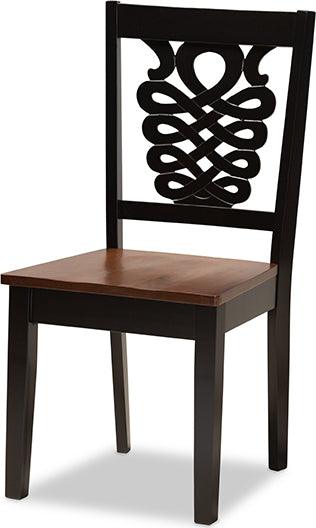 Wholesale Interiors Dining Sets - Luisa Two-Tone Dark Brown and Walnut Brown Finished Wood 7-Piece Dining Set