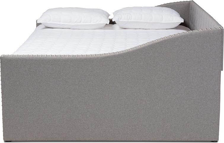 Wholesale Interiors Daybeds - Haylie Light Grey Fabric Upholstered Queen Size Daybed With Roll-Out Trundle Bed