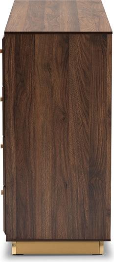Wholesale Interiors Dressers - Cormac Modern and Contemporary Walnut Brown Wood and Gold Metal 8-Drawer Dresser