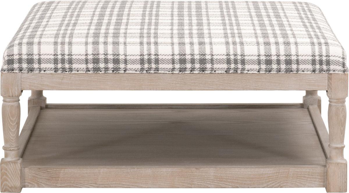 Essentials For Living Coffee Tables - Townsend Upholstered Coffee Table Natural Gray Ash & Tartan Charcoal