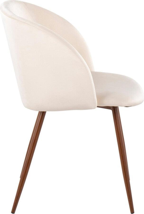 Lumisource Dining Chairs - Fran Contemporary Dining/Accent Chair In Walnut With Cream Velvet (Set of 2)