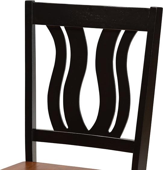 Wholesale Interiors Dining Chairs - Fenton Contemporary Two-Tone Brown and Walnut Brown Wood 2-Piece Dining Chair Set