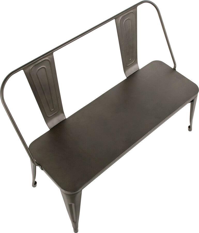 Lumisource Benches - Oregon Industrial Metal Dining/Entryway Bench with Antique Finish
