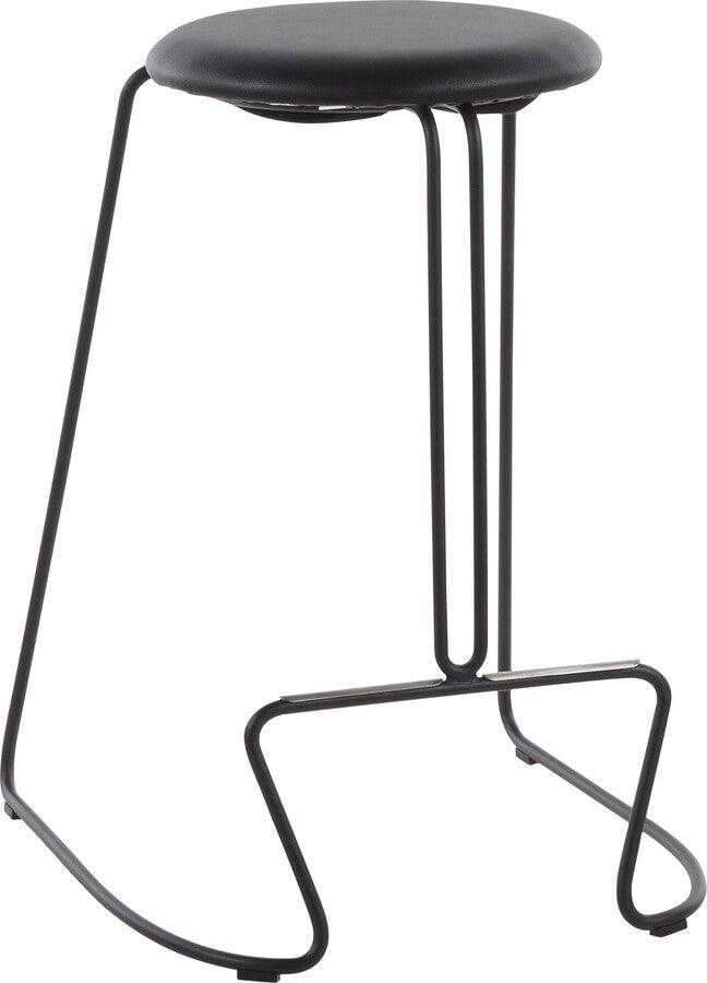 Lumisource Barstools - Finn Contemporary Counter Stool in Black Steel and Black Faux Leather - Set of 2