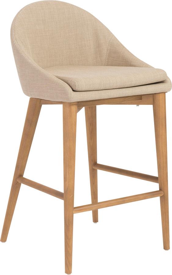Euro Style Barstools - Baruch Counter Stool in Tan with Walnut Legs