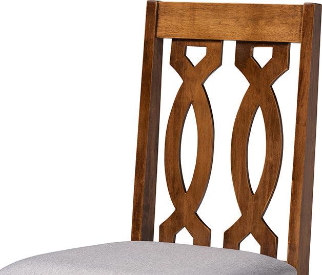 Wholesale Interiors Dining Sets - Mona Grey Fabric Upholstered and Walnut Brown Finished Wood 5-Piece Dining Set