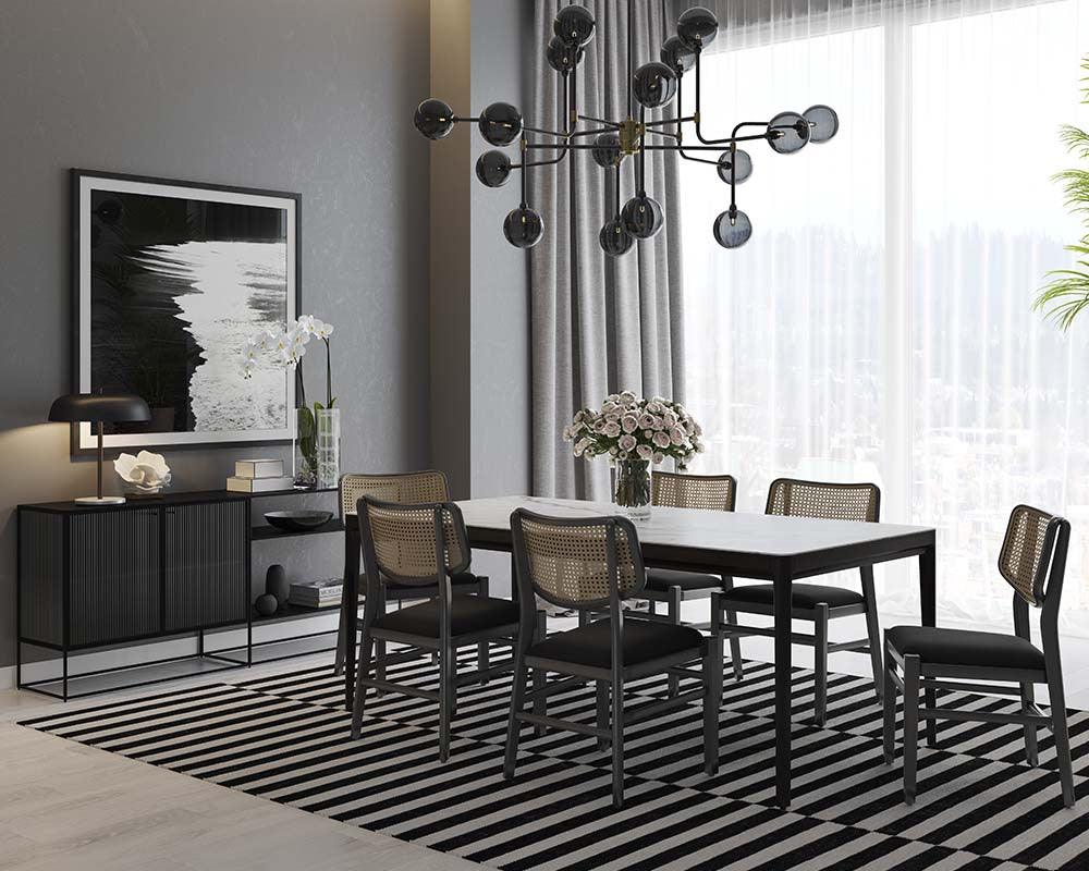 SUNPAN Dining Chairs - Annex Dining Chair - Black - Velvet Black (Set of 2)
