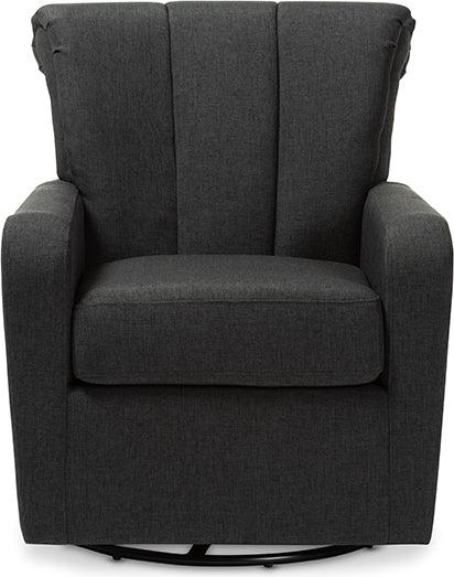 Wholesale Interiors Accent Chairs - Rayner Modern And Contemporary Grey Fabric Upholstered Swivel Chair