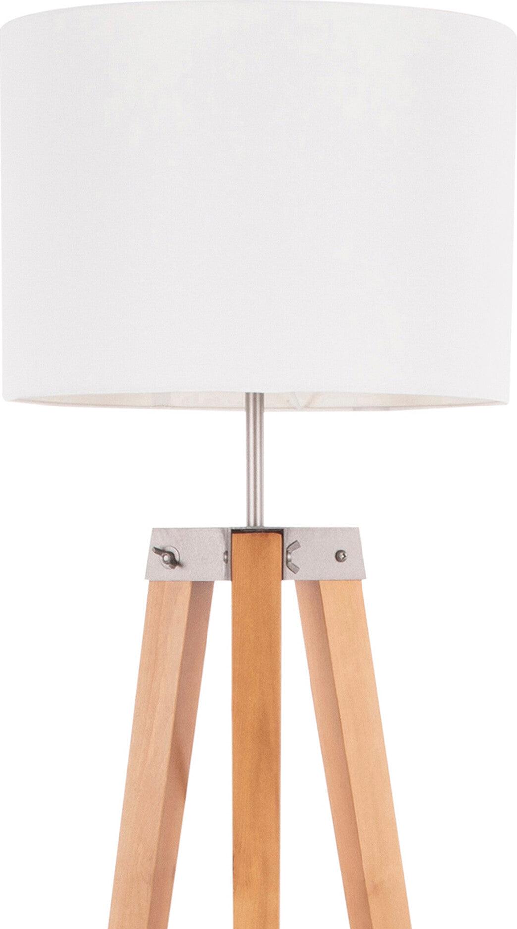 Lumisource Floor Lamps - Compass Shelf Floor Lamp Natural & Black & White