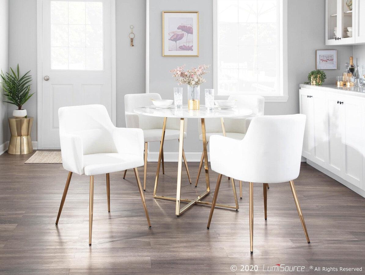Lumisource Dining Chairs - Andrew Contemporary Dining/Accent Chair in Gold Metal and Cream Velvet - Set of 2