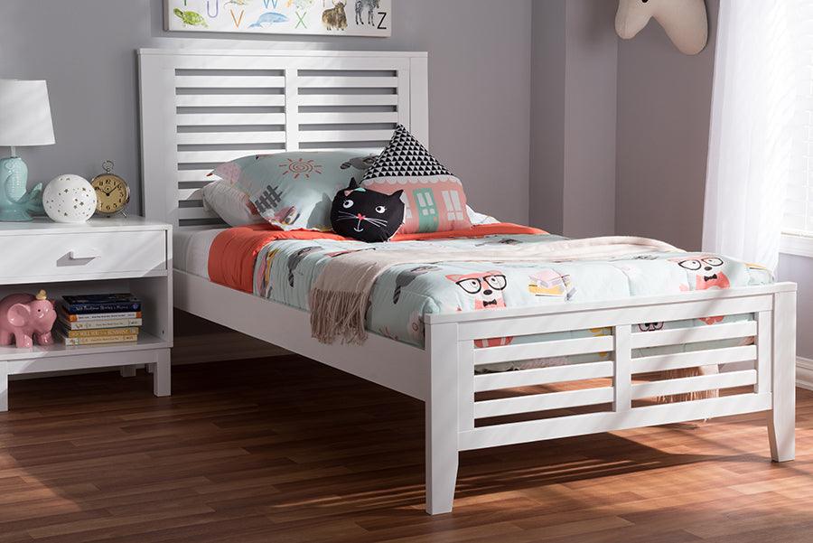 Wholesale Interiors Beds - Sedona Modern Classic Mission Style White-Finished Wood Twin Platform Bed