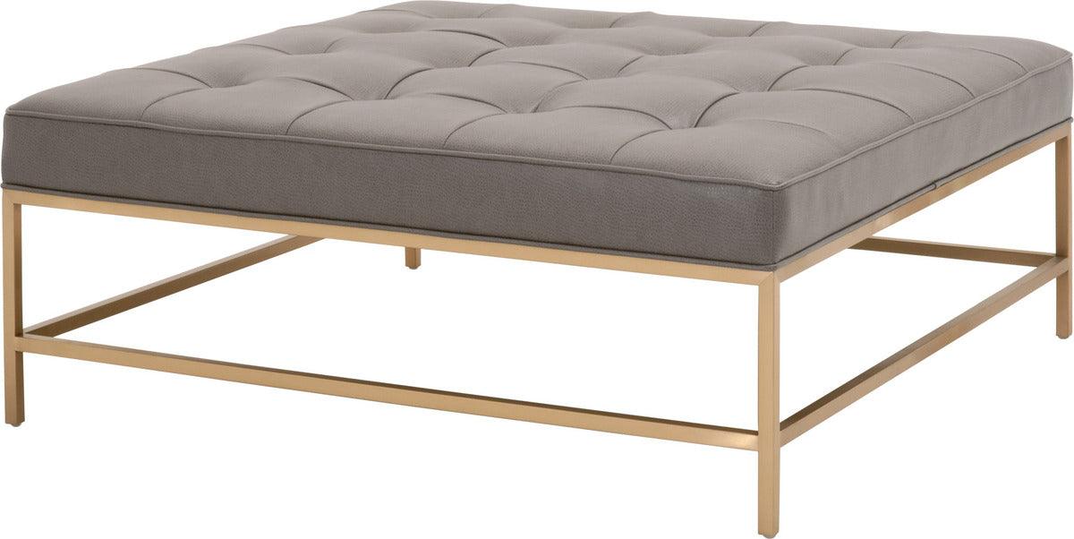 Essentials For Living Coffee Tables - Brule Upholstered Coffee Table Ore Gray & Brass