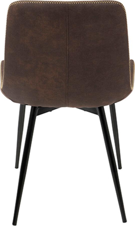 Lumisource Dining Chairs - Duke Industrial Dining Chair in Black and Espresso Fabric - Set of 2