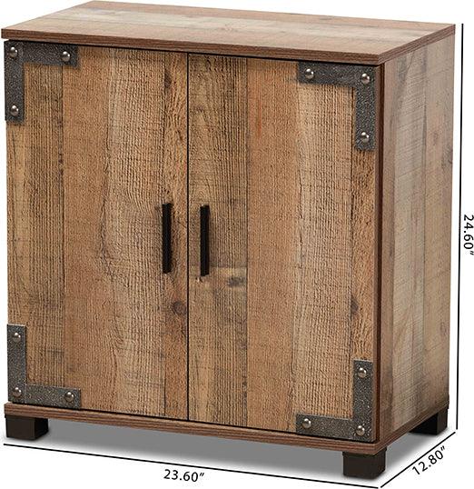 Wholesale Interiors Shoe Storage - Cyrille Modern and Contemporary Farmhouse Rustic Finished Wood 2-Door Shoe Cabinet