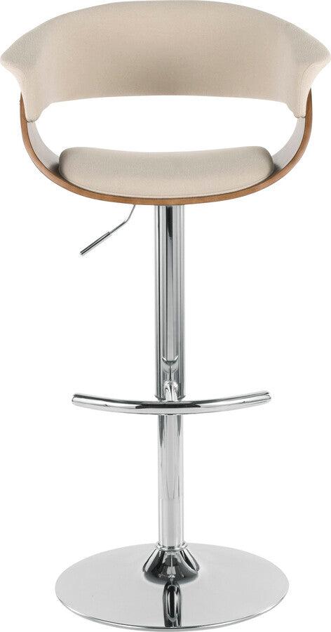 Lumisource Barstools - Vintage Mod Mid-Century Modern Adjustable Barstool with Swivel in Walnut and Cream Fabric