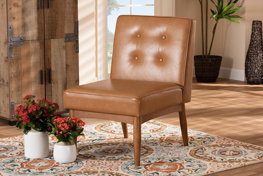 Wholesale Interiors Dining Chairs - Arvid Mid-Century Dining Chair Tan & walnut brown