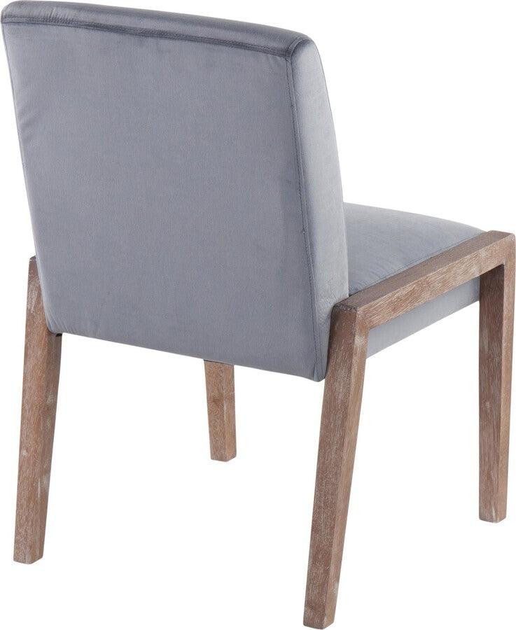 Lumisource Accent Chairs - Carmen Contemporary Chair In White Washed Wood & Crushed Blue Velvet (Set of 2)