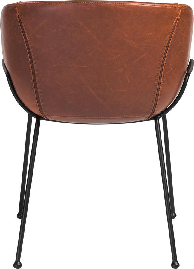 Euro Style Dining Chairs - Zach Armchair Dark Brown & Matte Black- Set of 2