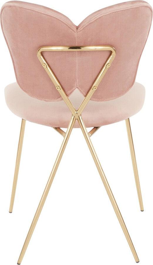 Lumisource Dining Chairs - Madeline Contemporary/Glam Chair in Gold Metal & Blush Pink Velvet - Set of 2