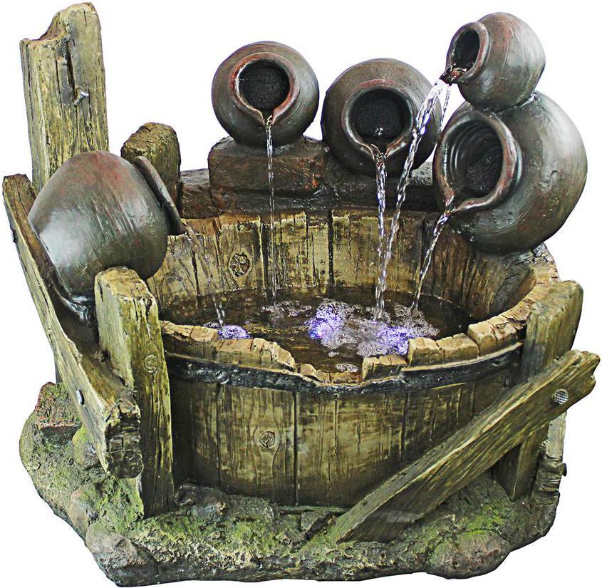 Urns And Barrel Waterfall Fountain