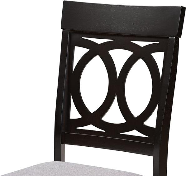 Wholesale Interiors Dining Sets - Lucie Grey Fabric Upholstered and Dark Brown Finished Wood 7-Piece Dining Set