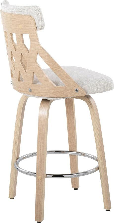 Lumisource Barstools - York 26" Counter Stool In Natural Wood & Cream Fabric With Chrome Footrest