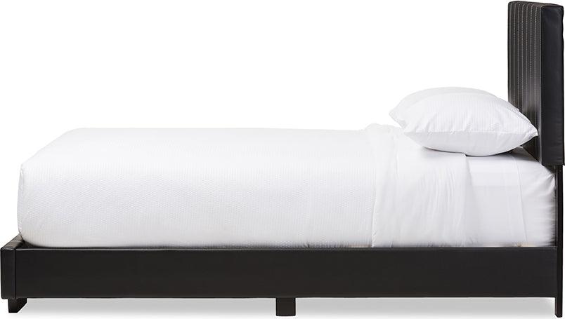 Wholesale Interiors Beds - Atlas Modern And Contemporary Black Faux Leather Full Size Platform Bed