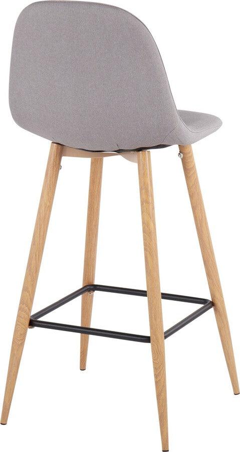 Lumisource Barstools - Pebble Barstool In Natural Metal & Light Grey Fabric (Set of 2)