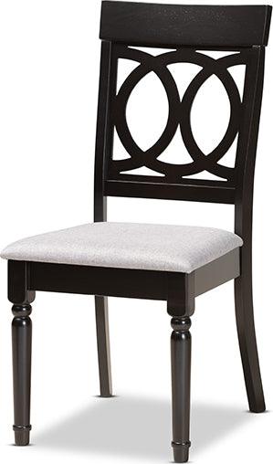 Wholesale Interiors Dining Sets - Lucie Grey Fabric Upholstered and Dark Brown Finished Wood 7-Piece Dining Set