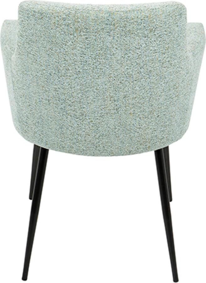 Lumisource Dining Chairs - Andrew Contemporary Dining/Accent Chair in Black with Seafoam Green Fabric - Set of 2