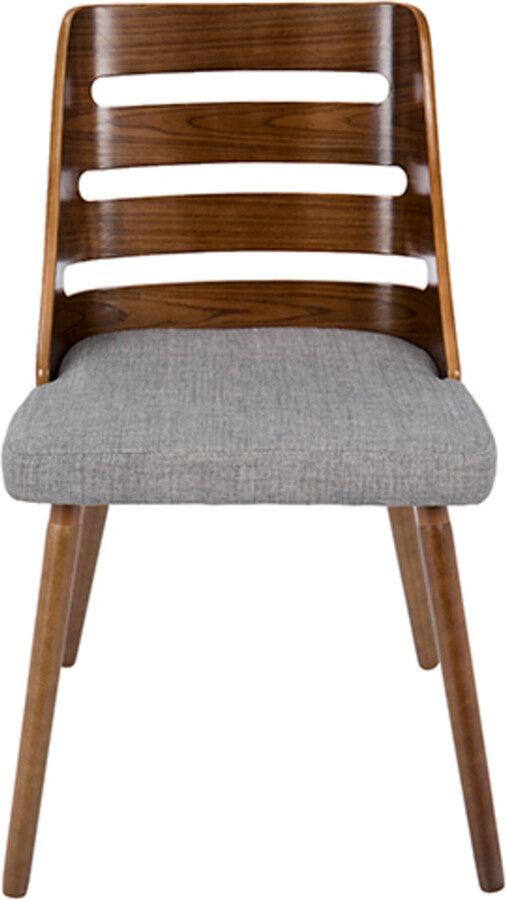 Lumisource Dining Chairs - Trevi Mid-Century Modern Dining/Accent Chair in Walnut with Grey Fabric
