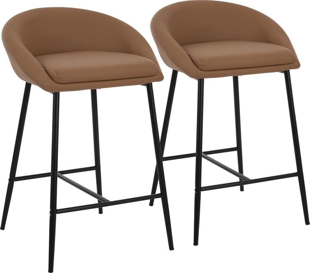 Lumisource Barstools - Matisse Counter Stool With Black Metal Frame & Camel Faux Leather (Set of 2)