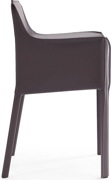 Manhattan Comfort Dining Chairs - Vogue Grey Faux Leather Arm Chair (Set of 2)