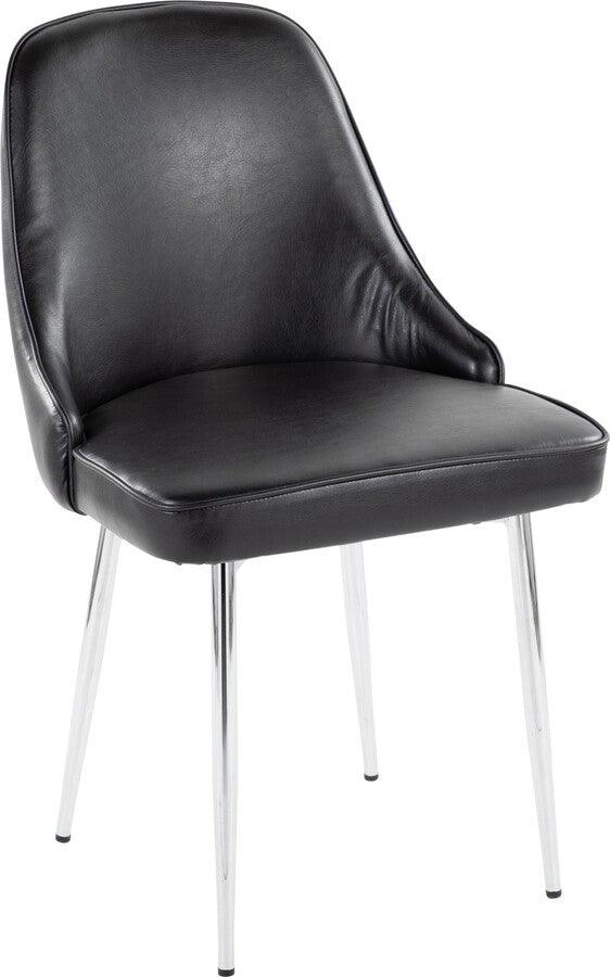 Lumisource Dining Chairs - Marcel Contemporary Dining Chair With Chrome Frame & Black Faux Leather (Set of 2)